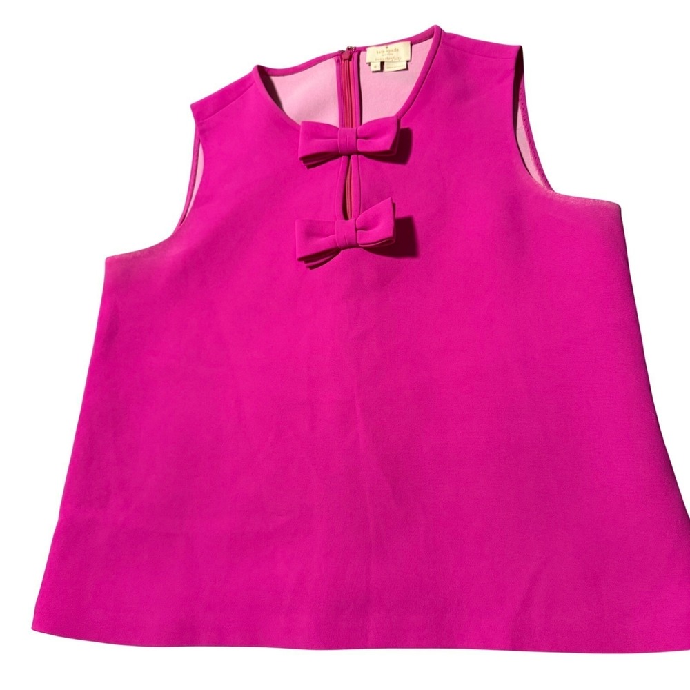 Kate Spade Hot Pink Double Bow Keyhole Front Sleeveless Top Shell Size 8